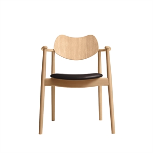 Silla de Comedor Regatta de La Colección Ro con Asiento Tapizado de Haya Aceitada y Cuero Marrón Oscuro
