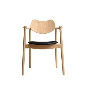 Silla de Comedor Regatta de La Colección Ro con Asiento Tapizado de Haya Aceitada y Cuero Negro