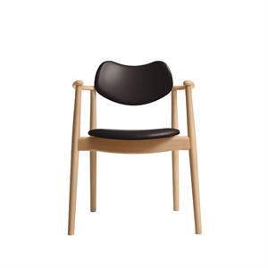 Silla de Comedor Regatta de La Colección Ro Tapizada en Haya Aceitada/cuero Marrón Oscuro