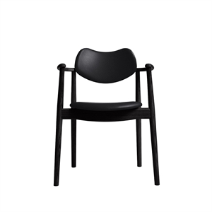 Silla de Comedor Regatta de La Colección Ro Tapizada en Roble Lacado Negro/cuero Negro
