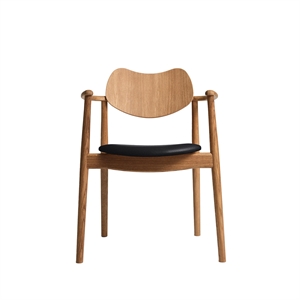 Silla de Comedor Regatta de La Colección Ro con Asiento Tapizado en Roble Aceitado y Cuero Negro
