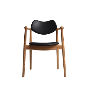 Silla de Comedor Regatta de La Colección Ro, Tapizada en Roble Aceitado y Cuero Negro