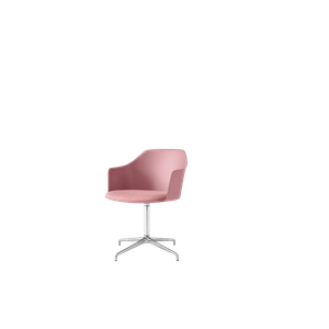 &Tradition Rely HW39 Silla de Comedor con Reposabrazos Asiento Acolchado Giratorio Rosa suave/Aluminio/Vidar 0622