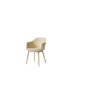 &Tradition Rely HW77 Silla de Comedor con Reposabrazos y Asiento Acolchado Arena Beige /roble Lacado transparente/Karakorum 003