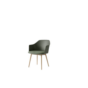 &Tradition Rely HW77 Silla de Comedor con Reposabrazos Asiento Acolchado Verde Bronce /Roble Lacado Transparente/Lona 0926