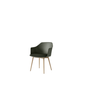 &Tradition Rely HW77 Silla de Comedor con Reposabrazos Asiento Acolchado Verde Bronce /Roble Lacado Transparente/Vidar 0972