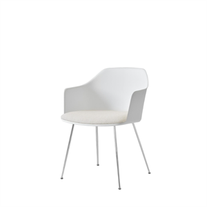 &Tradition Rely HW34 Silla de Comedor con Reposabrazos y Asiento Acolchado Blanco/ Cromo/ Karakorum 001