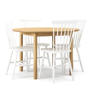 Juego de Mesa de Comedor de Madera de Roble/ Blanco