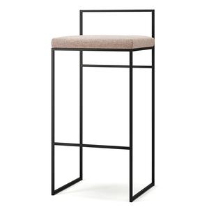 Taburete de Bar con Respaldo de 90 cm , Negro y Rosa Pálido