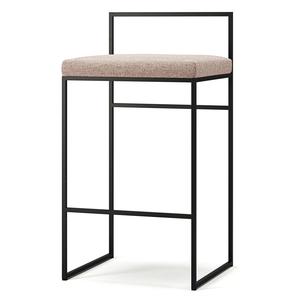 Taburete de Bar con Respaldo de 80 cm , Negro y Rosa Pálido