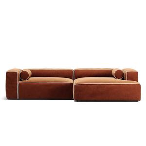 Sofá chaise longue de 3 plazas Decotique Grand Hue, color blanco luna/ Cobre
