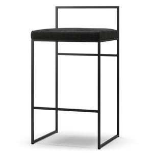 Taburete de Bar con Respaldo de 80 Cm, Negro y Terciopelo Negro.