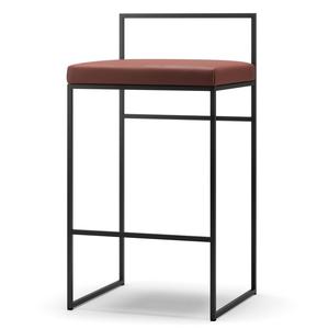Taburete de Bar con Respaldo de 80 cm en Piel Negro/marrón