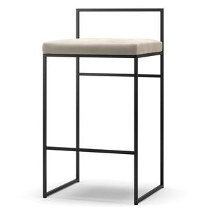 Taburete de Bar con Respaldo de 80 Cm, Terciopelo Negro/ Beige