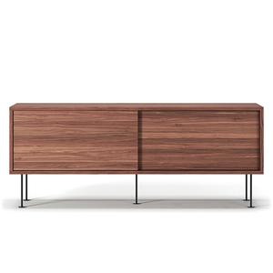 Mueble de TV Decotique Vogue con patas, 136 cm, Nuez/ Negro