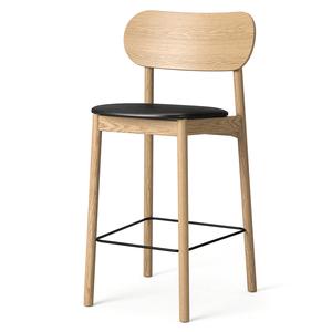 Taburete de bar Decotique Elephant en roble natural y cuero Negro