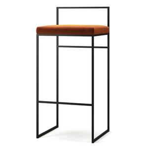 Taburete de Bar con Respaldo de 90 cm , Negro y Cobre Brillante.