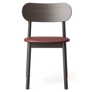 Silla de comedor Decotique Elephant en roble oscuro y cuero marrón