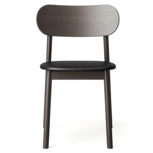Silla de comedor Decotique Elephant de roble oscuro y cuero Negro