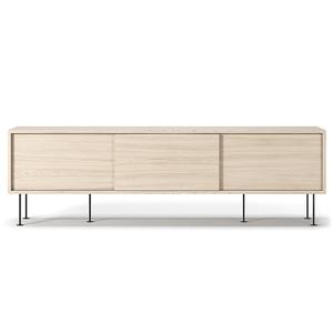 Mueble de TV Decotique Vogue con Patas, 180 Cm, Roble Pigmentado en Blanco/ Negro