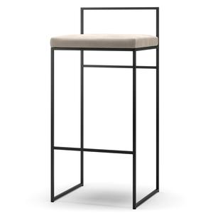 Taburete de Bar con Respaldo de 90 Cm, Terciopelo Negro/ Beige