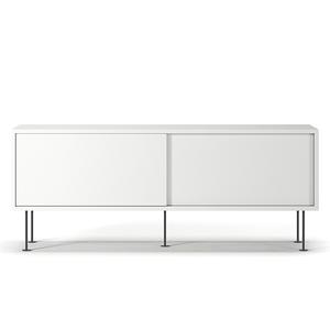 Mueble de TV Decotique Vogue con patas, 136 cm, Blanco/ Negro