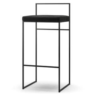 Taburete de Bar con Respaldo de 90 Cm, Negro y Terciopelo Negro.