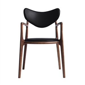 Silla de Comedor de Salón Ro Collection Tapizada en Haya/ Nuez/cuero Negro