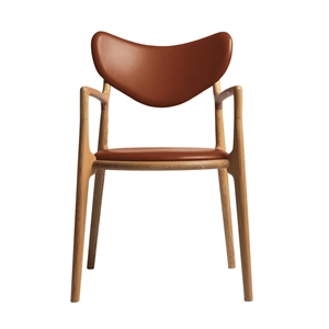 Silla de Comedor de Salón Ro Collection Tapizada en Cuero de Roble aceitado/Calvados