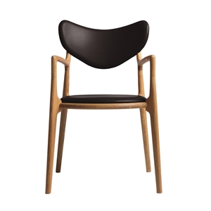 Silla de Comedor de Salón Ro Collection Tapizada en Roble Aceitado/cuero Marrón Oscuro