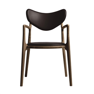 Silla de Comedor de Salón Ro Collection Tapizada en Roble Ahumado/cuero Marrón Oscuro