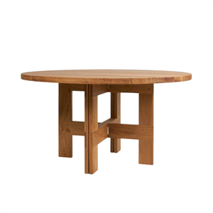 Mesa de Comedor Frama Farmhouse con Caballete de 140 cm de Diámetro, Roble Natural