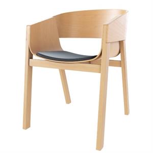 Sillón TON Merano con Asiento de Piel Prescott Negro/Natural