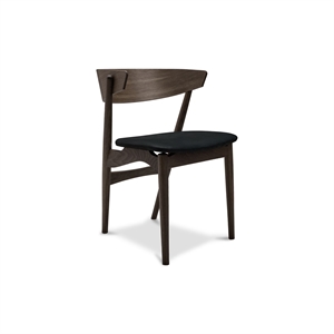 Silla de comedor Sibast Furniture No 7, roble aceitado oscuro y cuero Negro