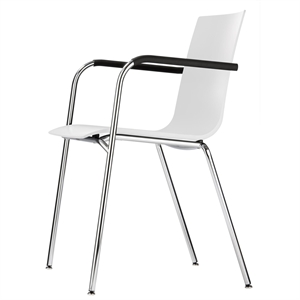 Thonet S 160 Silla de Comedor Cromo/ Blanco