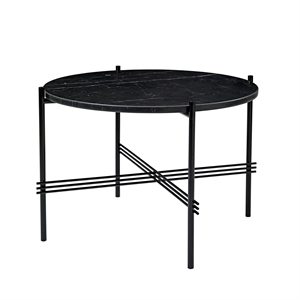 GUBI TS Mesa de Centro Redonda Ø55 Negro/ Mármol Marquina Negro