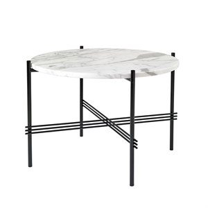 GUBI TS Mesa de Centro Redonda Ø55 Negro/ Blanco Mármol de Carrara