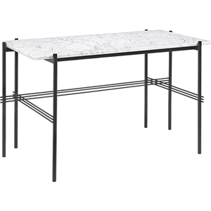 Escritorio GUBI TS 120 x 60 cm con Base Negro y Tapa de Mármol de Carrara Blanco