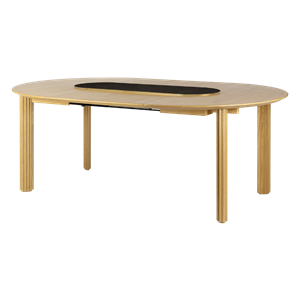 Mesa de Comedor Umage Comfort Circle Ripples con Extensión de Roble/ Negro/ Latón