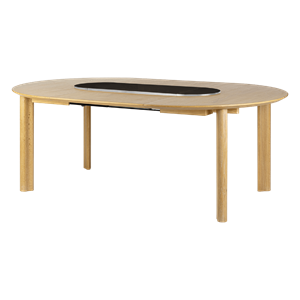 Mesa de Comedor Umage Comfort Circle Lisa con Extensión en Roble, Negro y Acero