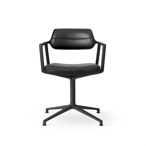 Silla Giratoria Vipp 453 con Deslizadores de Suelo , Negro/cuero Negro