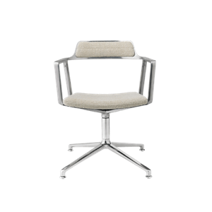 Silla Giratoria Vipp 452 con Deslizadores de Suelo, Aluminio, Ondulada , Marfil y Gris Claro