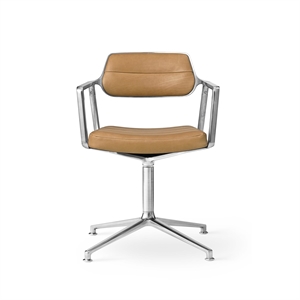 Silla Giratoria Vipp 453 con Deslizadores de Suelo, Aluminio/cuero Color Arena