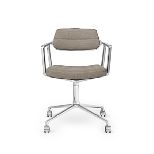 Silla Giratoria Vipp 453 con Ruedas , Aluminio y Textil Arena Oscuro