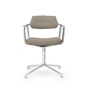 Silla Giratoria Vipp 453 con Deslizadores de Suelo, Aluminio/textil Arena Oscuro