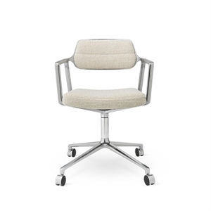 Silla Giratoria Vipp 453 con Ruedas , Aluminio, Ondulada , Marfil y Gris Claro