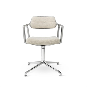 Silla Giratoria Vipp 453 con Deslizadores de Suelo, Aluminio, Ondulada , Marfil y Gris Claro