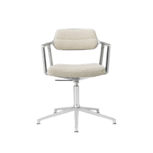 Silla Giratoria Vipp 453 Swivel+ con Deslizadores de Suelo, Aluminio, Marfil Ondulado y Gris Claro