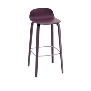 Taburete de Bar Muuto Visu con Base de Madera H75 Ciruela Oscuro
