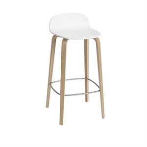 Muuto Visu Taburete de Bar con Base de Madera Blanco/ Roble Al. 88,5